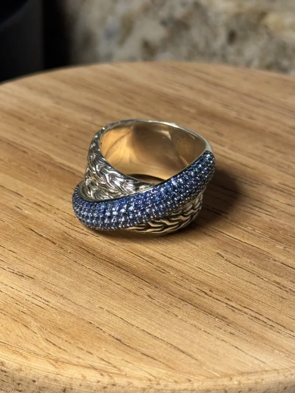 JH Essential Pavé Crossover Ring, Sterling Silver, Gemstones